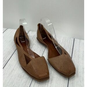 Cydwoq Penalty Flats Womens Size 8 Brown Leather Cutout Square Toe Sandal